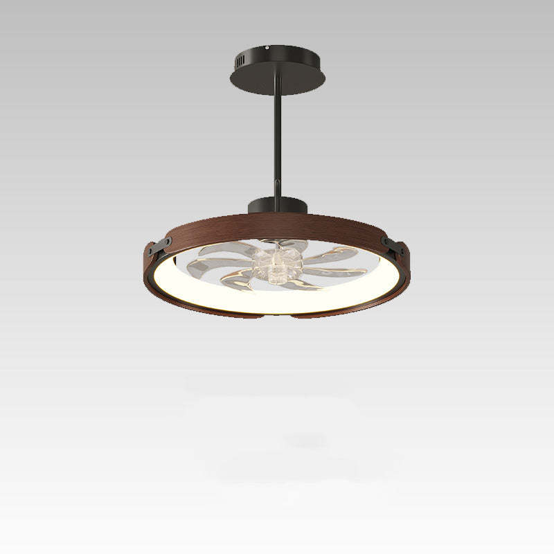 Scandinavian Wood Acrylic Round LED Fan Light