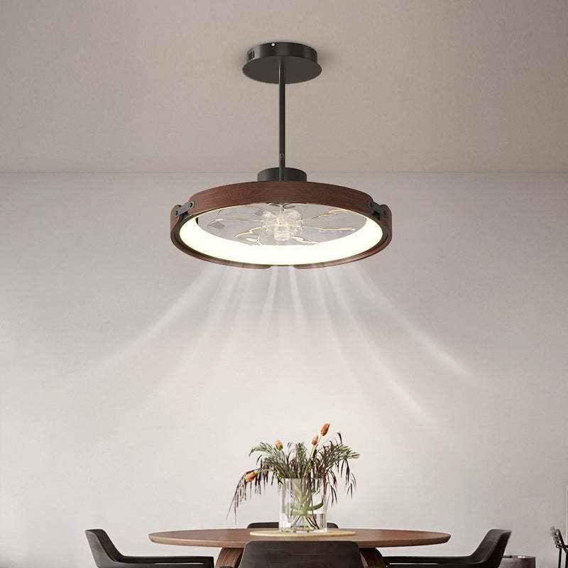Scandinavian Wood Acrylic Round LED Fan Light