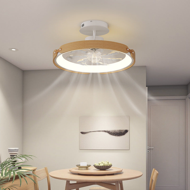 Nordic round ceiling fans in acrylic — Warm White (3000K) / Short Pole & Walnut / 220V-240V (UK/AU)
