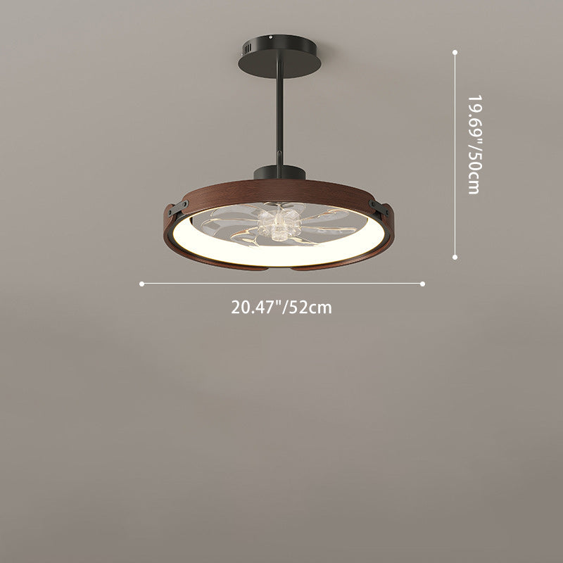 Scandinavian Wood Acrylic Round LED Fan Light