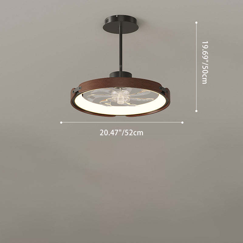 Scandinavian Wood Acrylic Round LED Fan Light