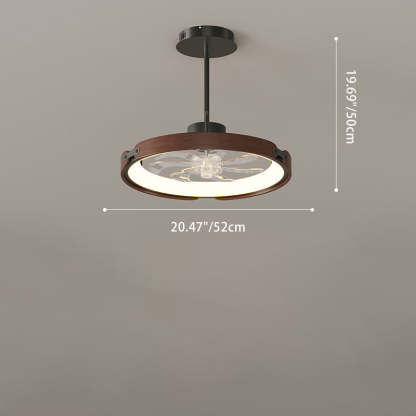 Scandinavian Wood Acrylic Round LED Fan Light