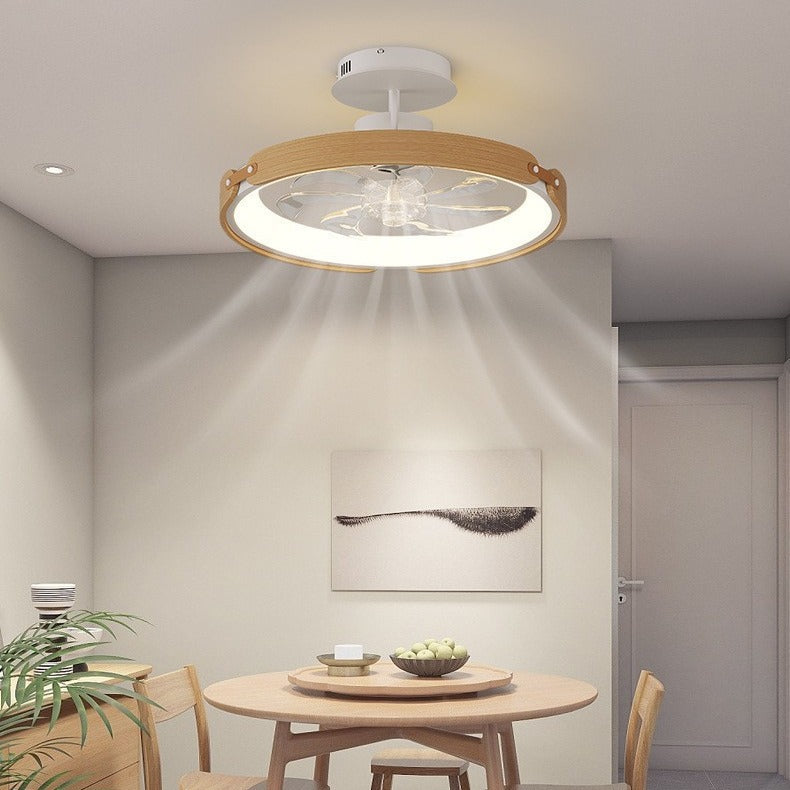 Scandinavian Wood Acrylic Round LED Fan Light