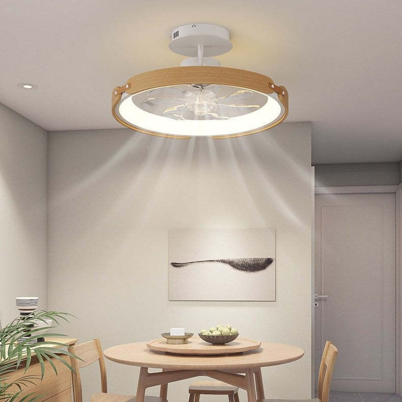 Scandinavian Wood Acrylic Round LED Fan Light