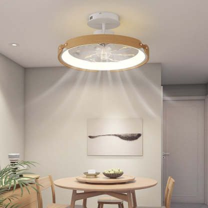 Scandinavian Wood Acrylic Round LED Fan Light