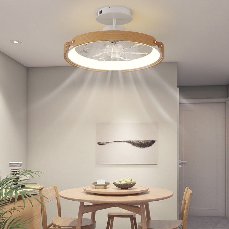 Scandinavian Wood Acrylic Round LED Fan Light