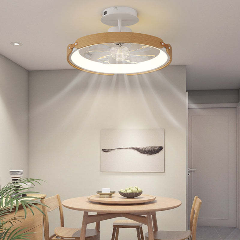 Scandinavian Wood Acrylic Round LED Fan Light
