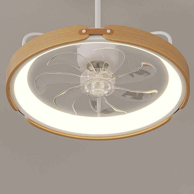 Scandinavian Wood Acrylic Round LED Fan Light