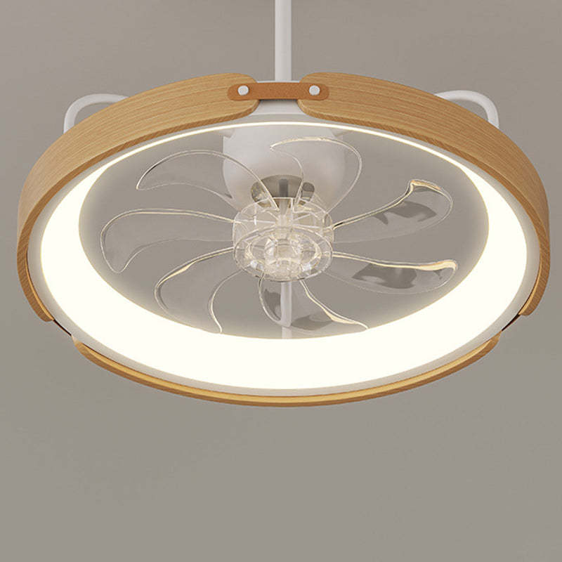 Scandinavian Wood Acrylic Round LED Fan Light