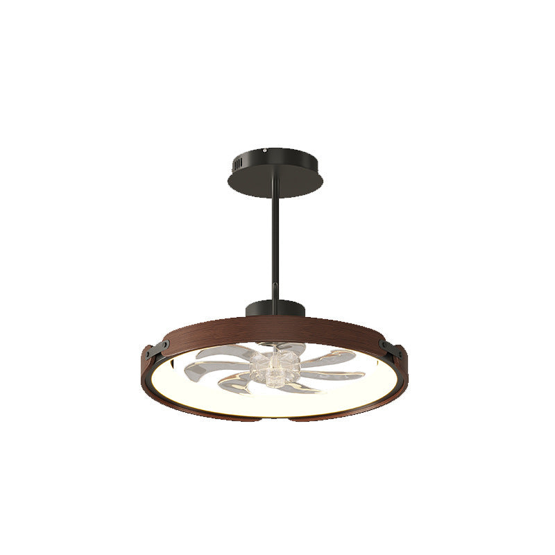 Scandinavian Wood Acrylic Round LED Fan Light