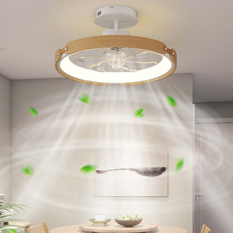 Scandinavian Wood Acrylic Round LED Fan Light