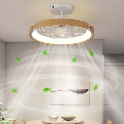 Scandinavian Wood Acrylic Round LED Fan Light