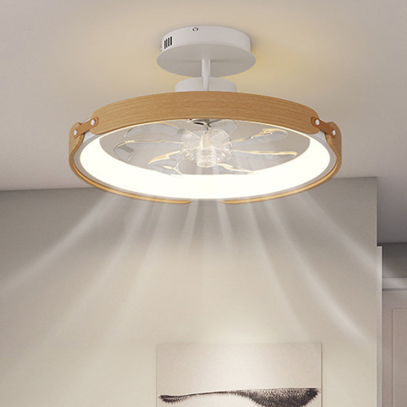 Scandinavian Wood Acrylic Round LED Fan Light