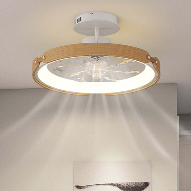 Scandinavian Wood Acrylic Round LED Fan Light