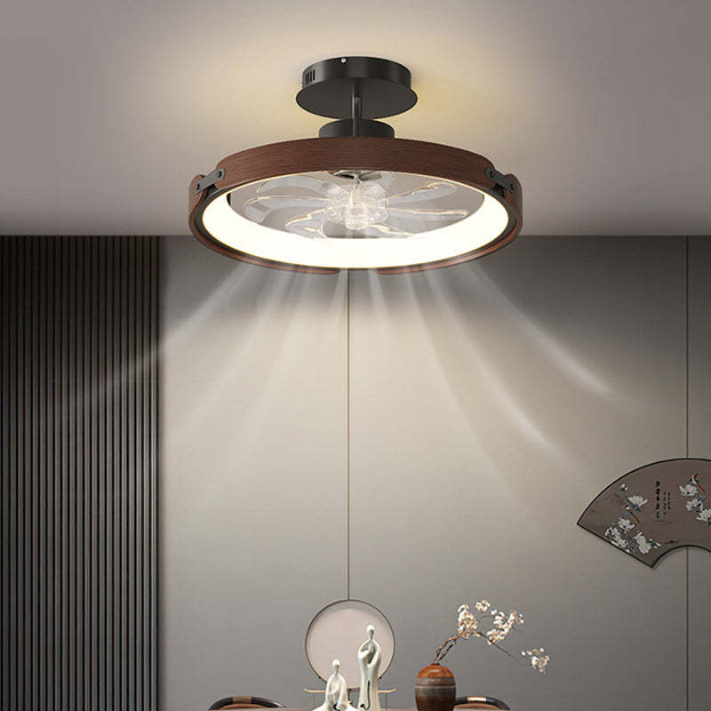 Scandinavian Wood Acrylic Round LED Fan Light