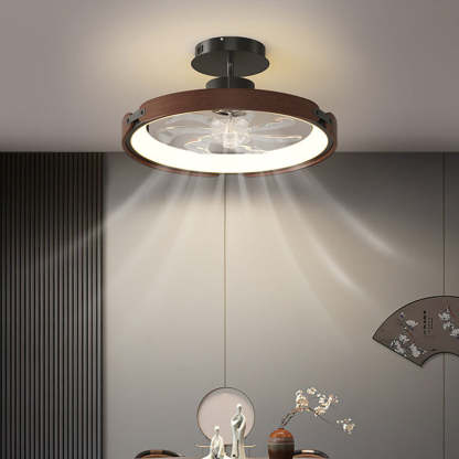 Scandinavian Wood Acrylic Round LED Fan Light