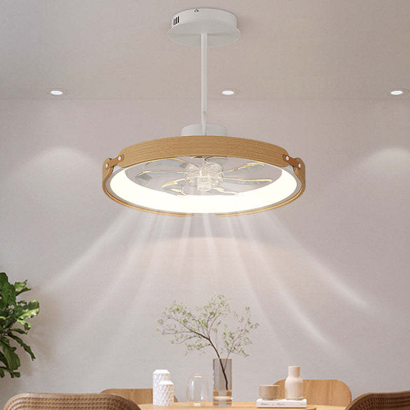 Scandinavian Wood Acrylic Round LED Fan Light