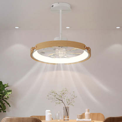 Scandinavian Wood Acrylic Round LED Fan Light