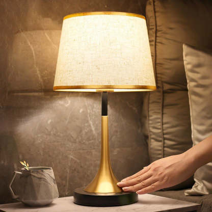Retro Fabric Metal Touch Dimmable Table Lamp