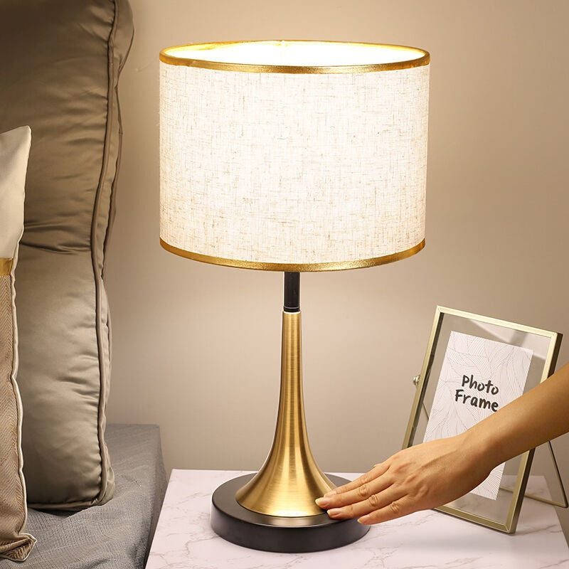 Retro Fabric Metal Touch Dimmable Table Lamp