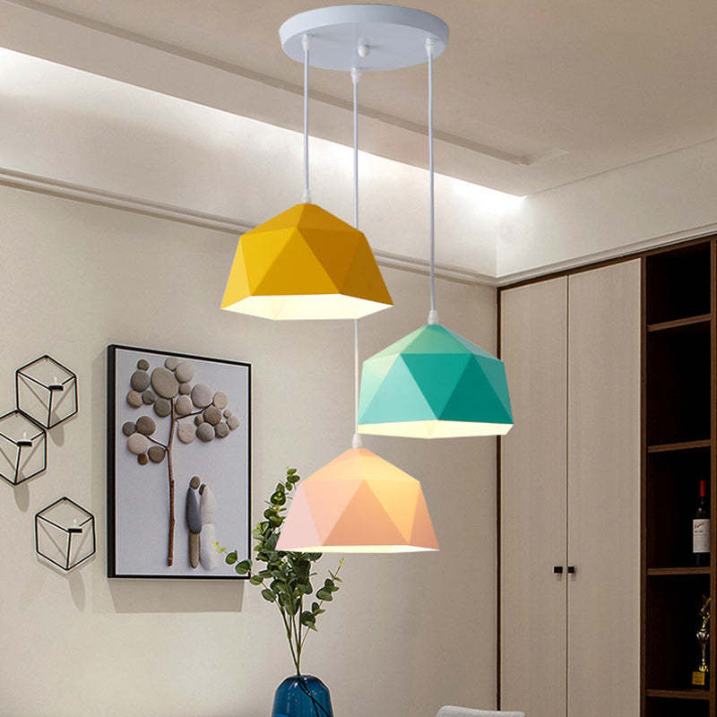 Scandinavian Iron Geometric Rhombus Pendant Light