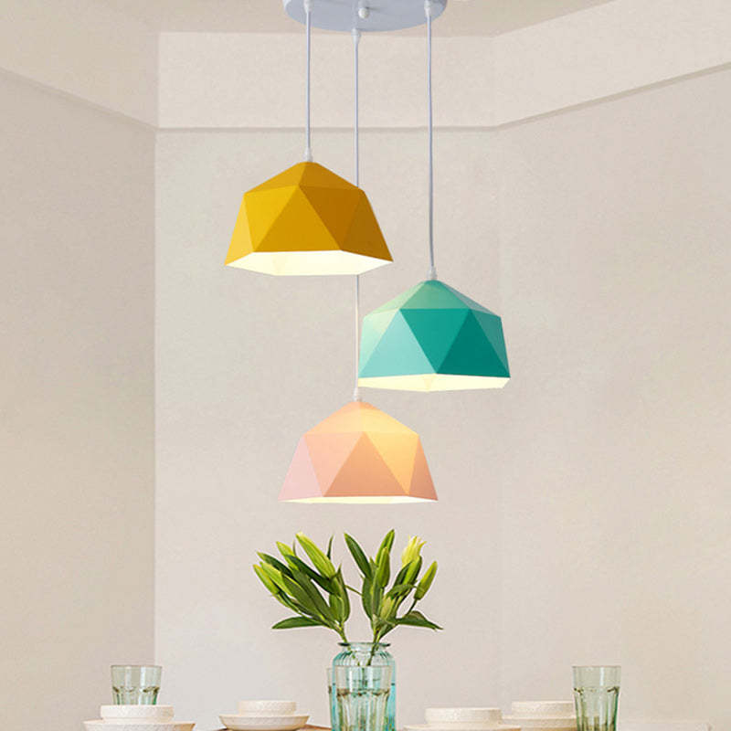 Scandinavian Iron Geometric Rhombus Pendant Light