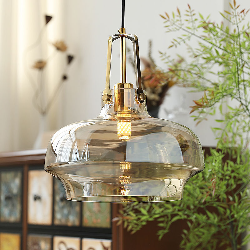Transitional Glass Round Pendant Light