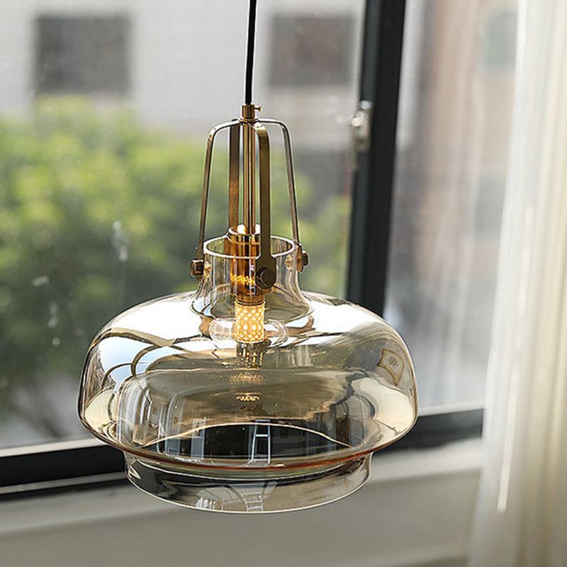 Transitional Glass Round Pendant Light
