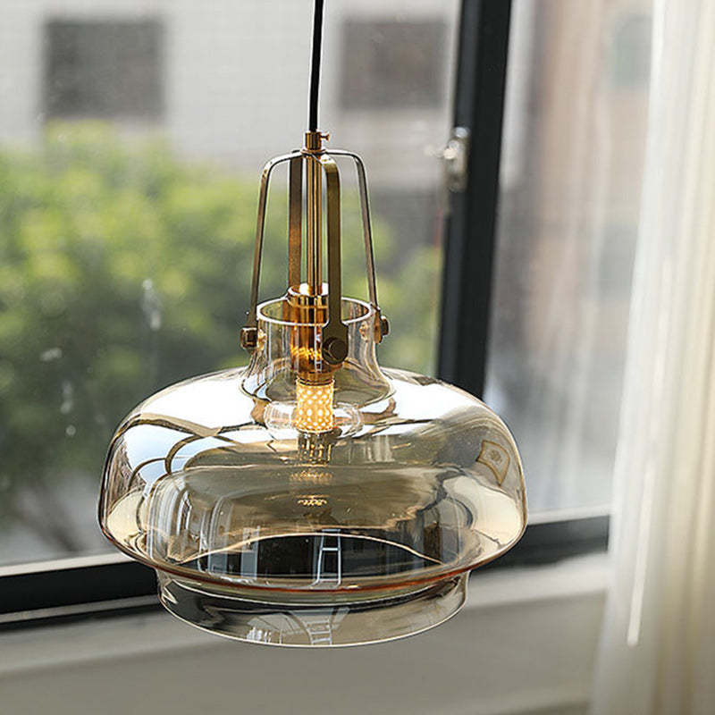 Transitional Glass Round Pendant Light