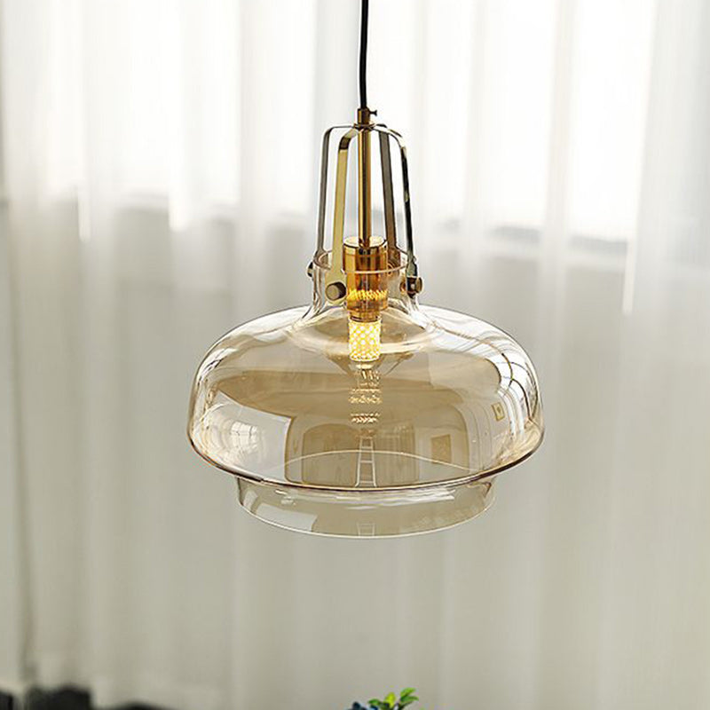 Transitional Glass Round Pendant Light