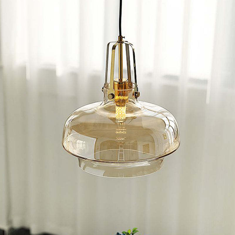 Transitional Glass Round Pendant Light