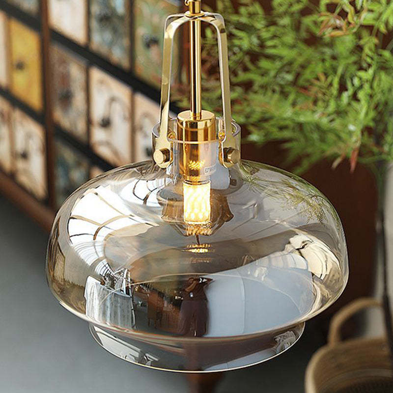 Transitional Glass Round Pendant Light