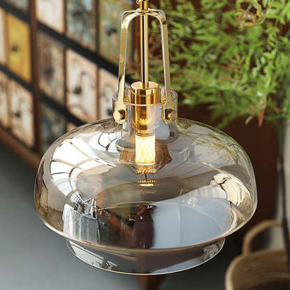 Transitional Glass Round Pendant Light