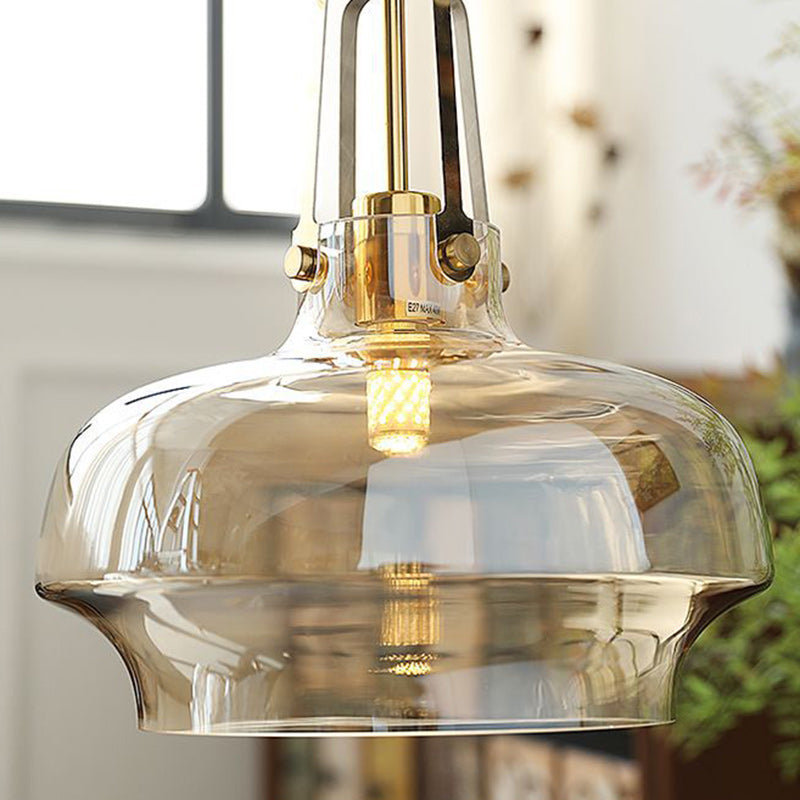 Transitional Glass Round Pendant Light