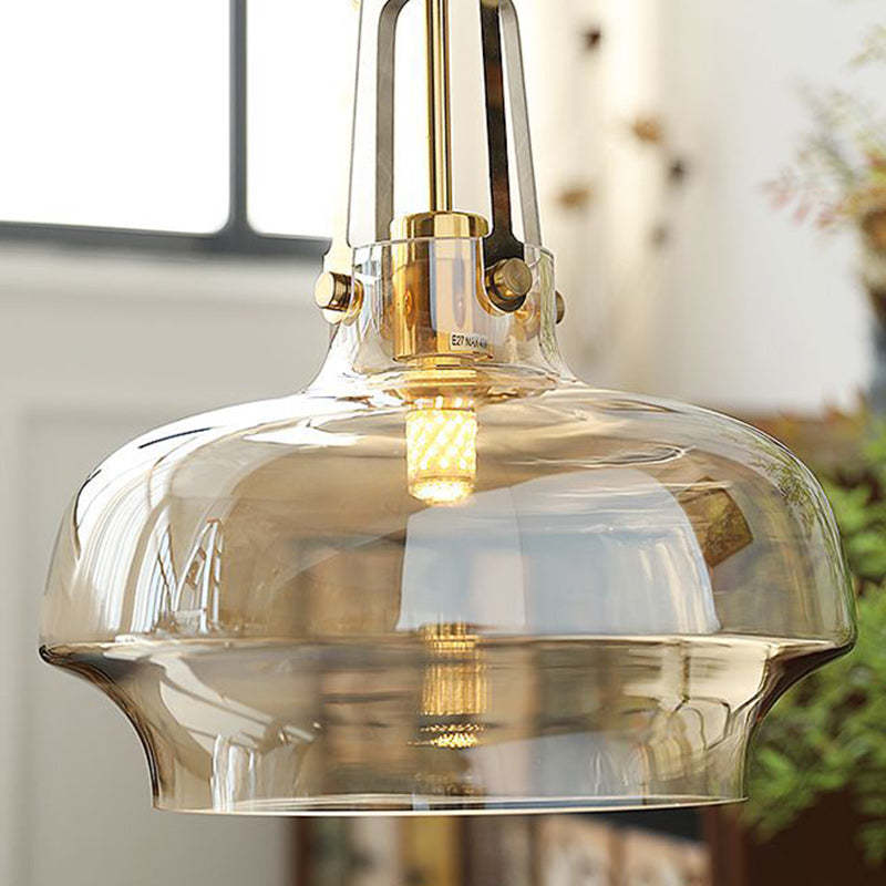 Transitional Glass Round Pendant Light