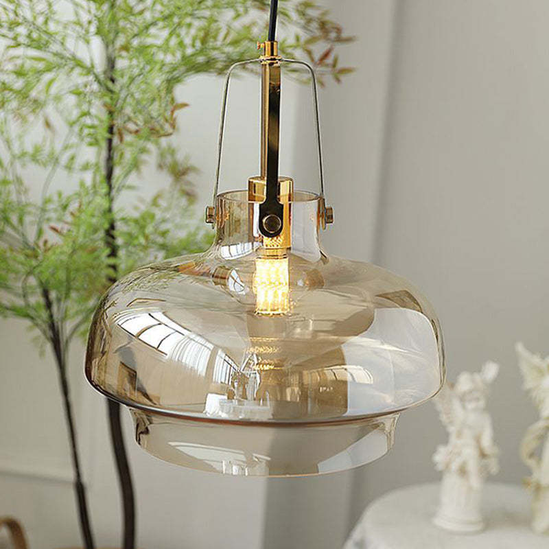 Transitional Glass Round Pendant Light