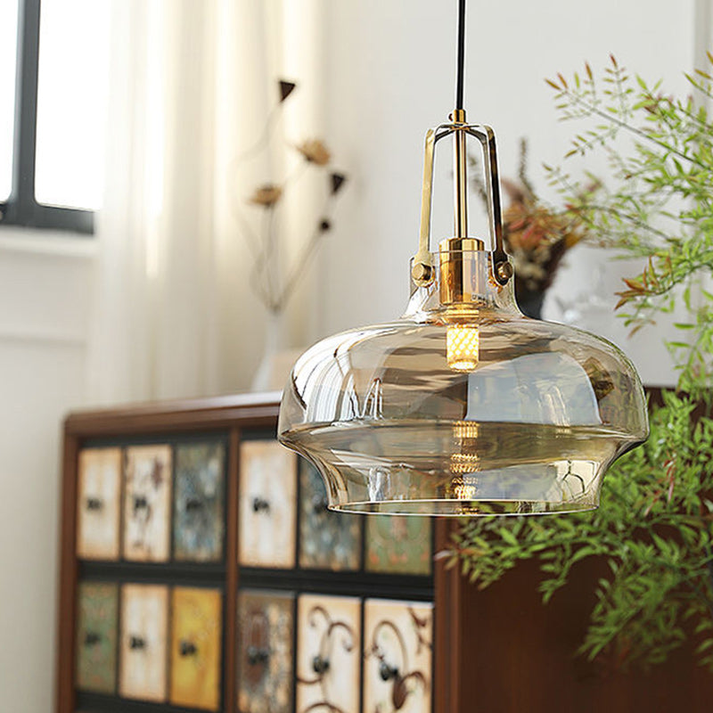 Transitional Glass Round Pendant Light