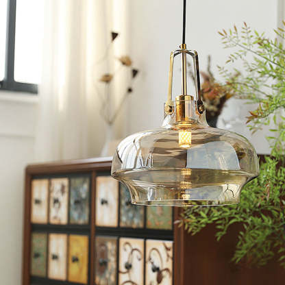 Transitional Glass Round Pendant Light