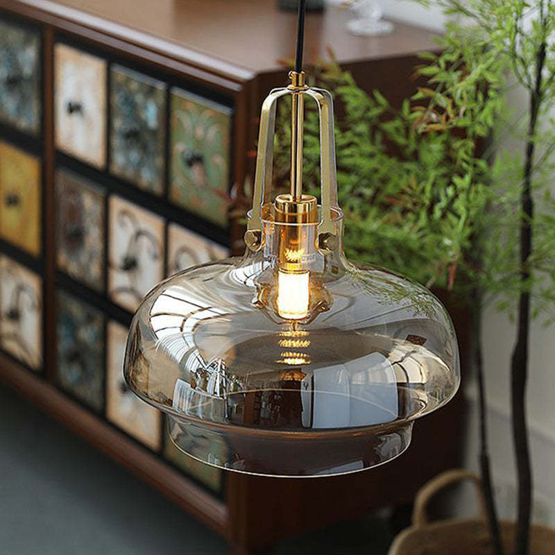 Transitional Glass Round Pendant Light