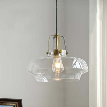 Transitional Glass Round Pendant Light