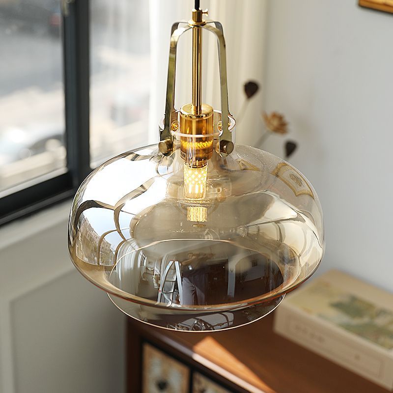 Transitional Glass Round Pendant Light