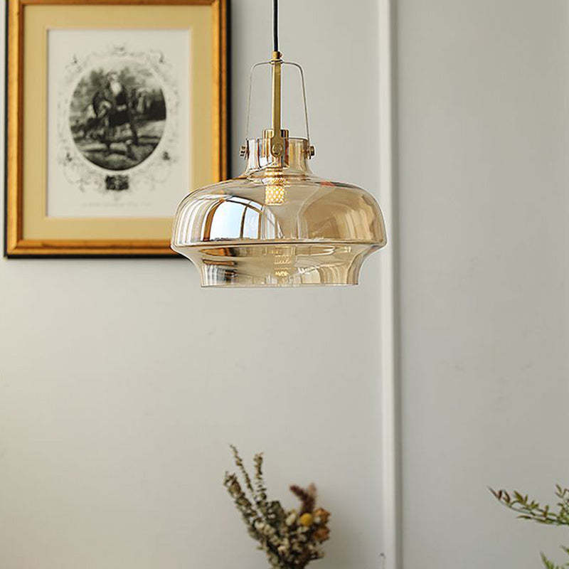 Transitional Glass Round Pendant Light