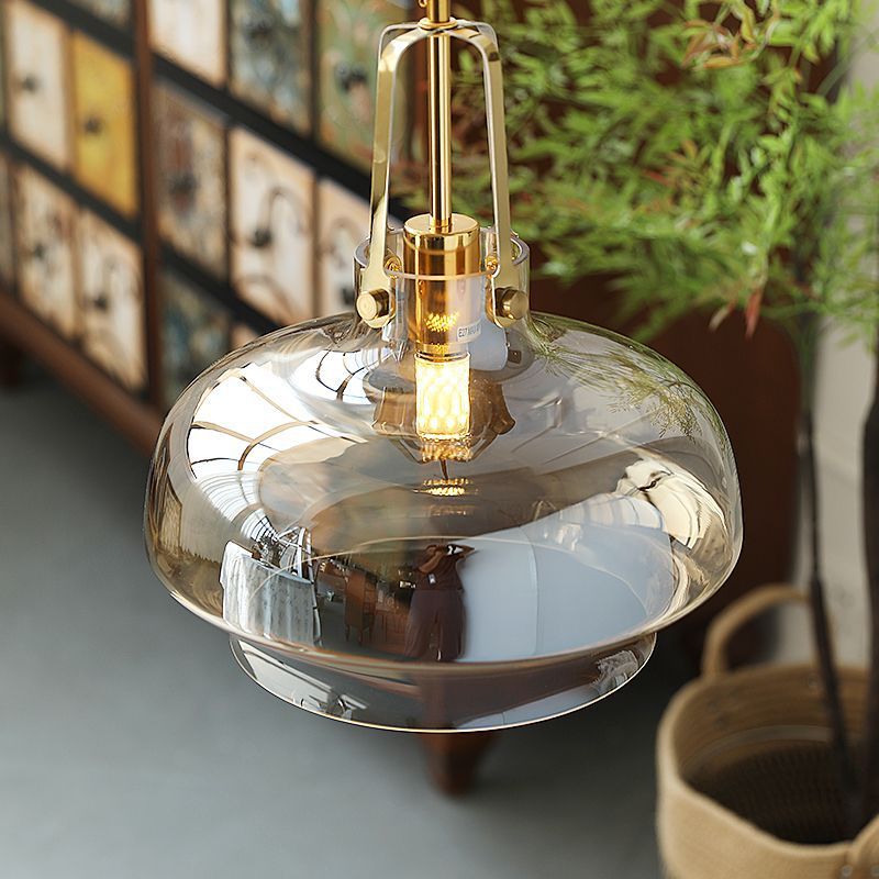 Transitional Glass Round Pendant Light