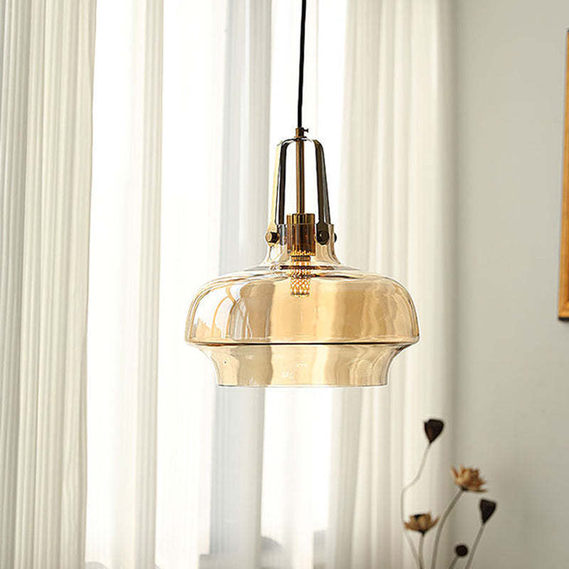 Transitional Glass Round Pendant Light