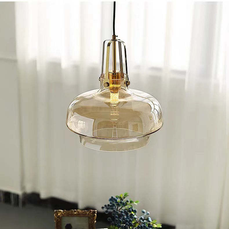 Transitional Glass Round Pendant Light