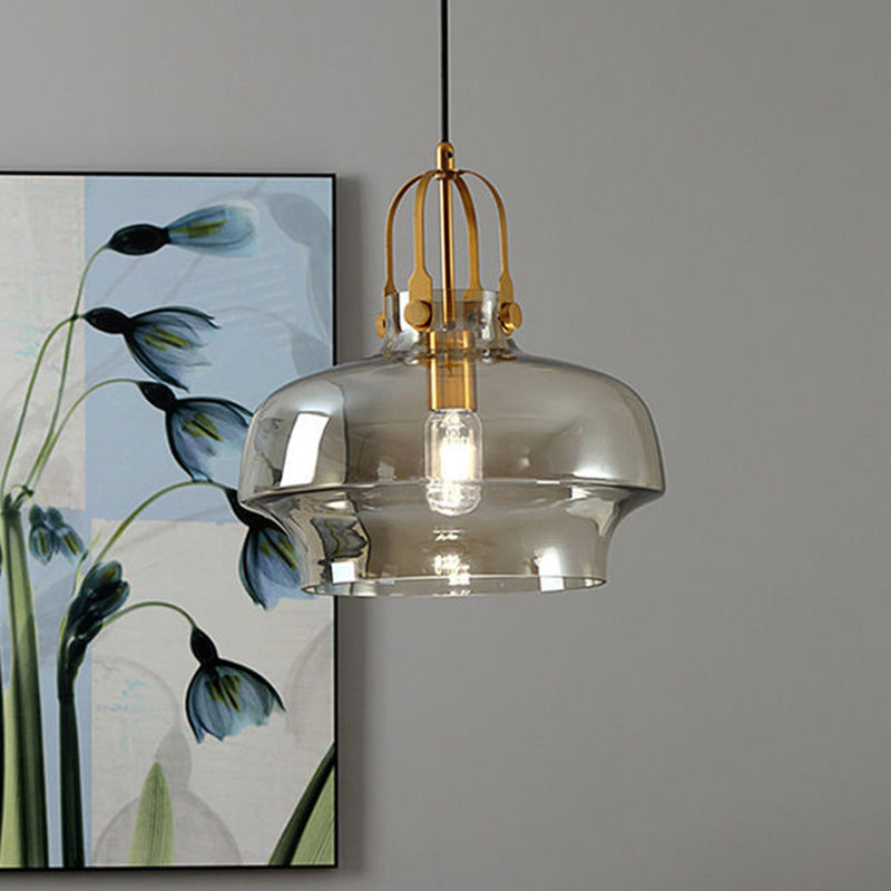 Transitional Glass Round Pendant Light