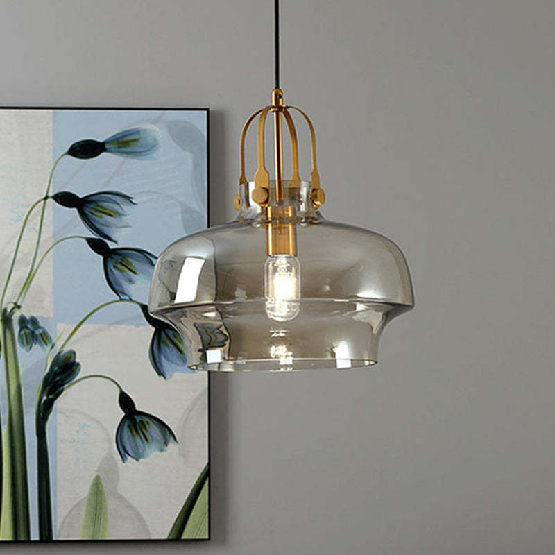 Transitional Glass Round Pendant Light