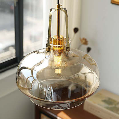 Transitional Glass Round Pendant Light
