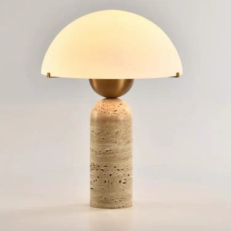 Scandinavian Travertine Marble Glass Resin Dome Table Lamp
