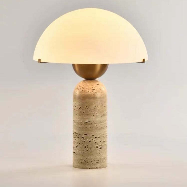 Scandinavian Travertine Marble Glass Resin Dome Table Lamp